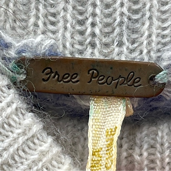 Free People Wool Blend Fair Isle Scoop Neck Sweater Size Medium Boho Indie - Picture 4 of 9
